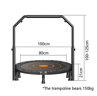 Replacement Trampoline Pad Outdoor Trampoline 40",Fitness Mute Foldable Trampoline with Adjustable Armrests Mini Exercise Rebounder for Adults Indoor/Garden Workout Equipment,Maximum Load 150Kg