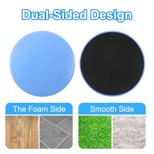 Core Sliders for Working Out 6.9", 2 Pack Dual Sided Exercise Sliders Fitness Workout Discs Strength Slides Discs for Gym Carpet Hardwood Floor, Blue