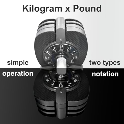 BODYTECH 53LBS/24KG Quick Adjust Dumbbell - 1-Second Weight Change & Safety Lock | Sweat-Proof Metal Grip | Space Saving Home Gym Equipment