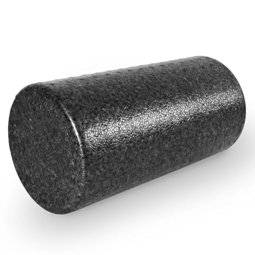 12 Inch High Density Foam Roller - Compact Muscle Recovery Roller for Travel, Home Gym, Yoga, Black