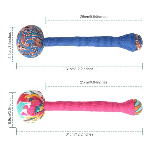 2PCS Herbal Wormwood Lymphatic Drainage Anti Slip Manual Massage Hammer Longer Handle Back Massager for Shoulder, Neck & Muscle Pain Relief (Rose Red/Dark Blue) - color: Rose Red+dark Blue