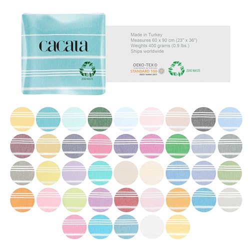 Cacala 100% Turkish Cotton Kitchen Tea Towels, Highly Absorbent Luxury Soft Quick Drying Dish Towel with Hanging Loop for Gym, Yoga, Bath, Sports, Cleaning and Kitchen (23 x 36), Aqua - color: Aqua