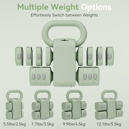 Pink Dumbbell Set for Women - Adjustable Kettlebell Weights Set, 4-in-1 Hand Weights (2.2-12.1lbs) | Free Weights Dumbbells Set for Home Exercise & Fitness