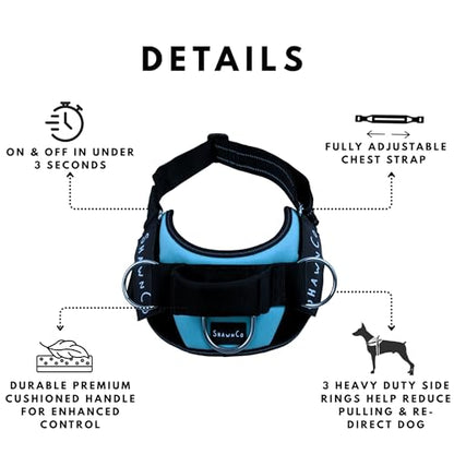 ShawnCo Essential Pro Dog Harness, No-Pull Pet Vest with 3 Leash Clips and Removable, Reflective Side Patches, Adjustable and Padded Harness for Small, Medium and Large Dogs (Orchid, M)