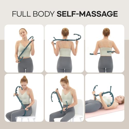 HubiCare Massage Stick, Trigger Point Cane, Body Deep Tissue, Handheld Back, Neck, Shoulder, Leg and Feet, Muscle Release Tool Self Massage Hook Cane for Women & Men (Black)
