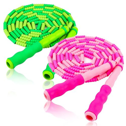 Jump Rope for Kids, Adjustable Jump Ropes for 4 5 6 7 8 10 12, Tangle Free - color: Green and Pink