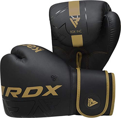 RDX Boxing Gloves, Pro Training Sparring, Maya Hide Leather, Muay Thai MMA Kickboxing, Men Women Adult, Heavy Punching Bag Focus Mitts Pads Workout, Ventilated Palm, Multi Layered, 8 10 12 14 16 18 Oz - color: GOLDEN, size: 10 OZ