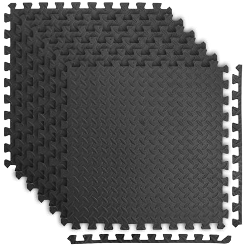 Art3d 24 Sq.Ft EVA Puzzle Exercise Mats, 24" x 24" x 1/2" Thick Foam Interlocking Tiles for Gyms, Flooring, Workout, Gym Equipment, Pack of 6 - color: Black, size: 24 Sq.ft