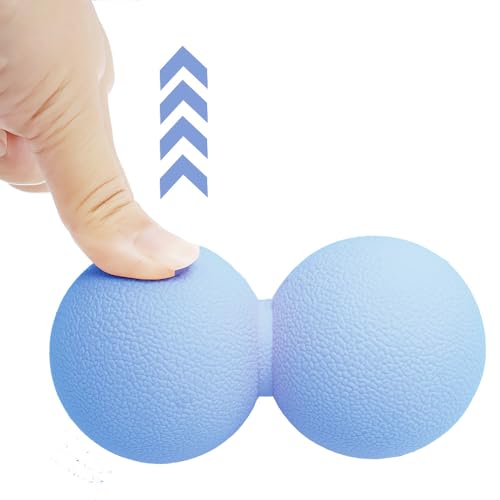 Double Lacrosse & Micro-Elastic Peanut Massage Ball - Myofascial Release Tool for Muscle, Back, Foot, and Physical Therapy, Mobility Roller for Acupressure and Relaxation (Blue)