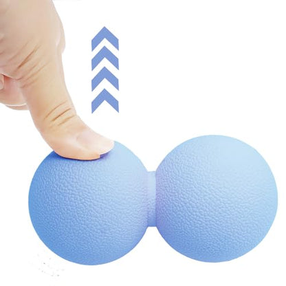 Double Lacrosse & Micro-Elastic Peanut Massage Ball - Myofascial Release Tool for Muscle, Back, Foot, and Physical Therapy, Mobility Roller for Acupressure and Relaxation (Blue)