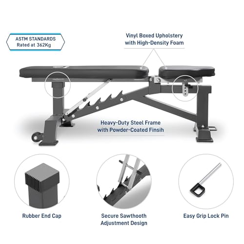 Marcy Deluxe Adjustable Utility Weight Bench for Home Gym Weightlifting and Strength Training SB-8062