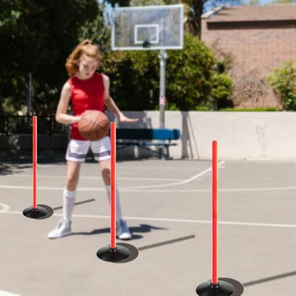 TNZMART 3.3FT Training Agility Poles Detachable Soccer Training Sticks Multi-Purpose Slalom Boundary Poles with Rubber Bases - color: Orange