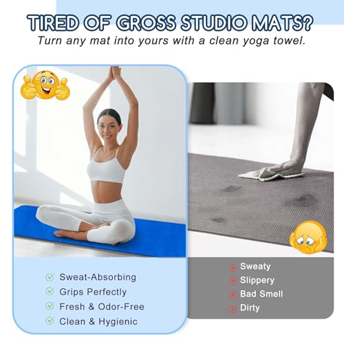 Hot Yoga Towel Set (2-Pack) – Super Absorbent, Skidless Sweat Towel for Hot Pilates, Bikram & Fitness - color: Blue
