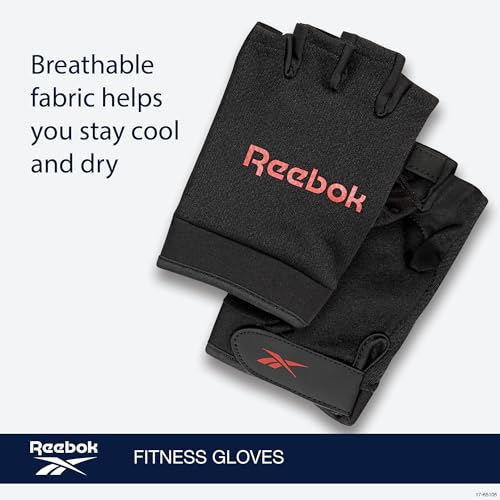 Reebok Classic Fingerless Gloves Lightweight Fitness & Weight Lifting Gloves for Training - color: Red, size: Medium