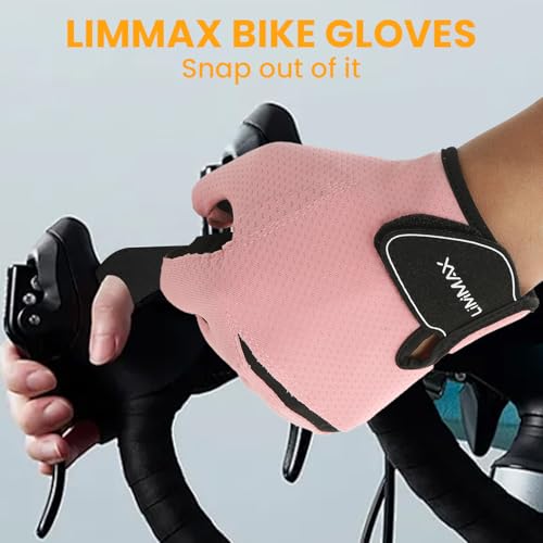 LiMiMAX Workout Gloves for Women & Men, Breathable Half Finger Gym Gloves with Non-Slip Padded Palm, Lightweight Fitness Gloves for Weight Lifting, Cycling, Crossfit, Training, Pink