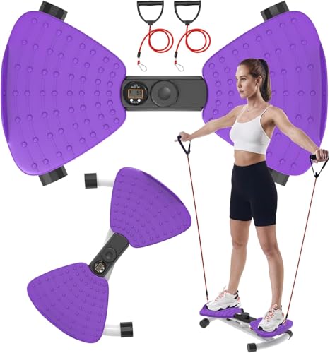renZEC Waist Twister Machine, Adjustable Exercise Twist Board for Women Men, Noiseless Ab Twister for Home Gym Equipment, 330 lbs Capacity | Track Time, Reps, Calories with Digital Display - color: Purple