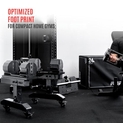 REP Fitness Dumbbell Storage Rack, Compatible with Quickdraw, Adjustable Weight Stand for Dumbbells, Plates, and Barbells, Compact Home Gym Organizer Racking