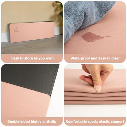 IwIeIaIrI Foldable POE Non Slip Yoga Pilates Mat– 1/4" (6mm) Thick - color: Pink