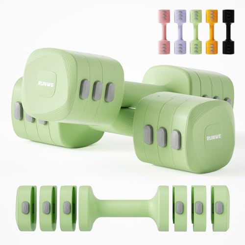 Lightweight Adjustable Dumbbell Kettlebell Set - 4 in 1 Free Weight Set with Kettlebell Grip Converter, Each 2.2 3.3 4.4 5.5lb Quick Change Weight Women Dumbbell Set for Small Spaces Home Gym - color: Dumbbell Green