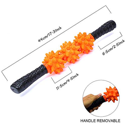 Muscle Roller Stick, Spiky Massage Stick Muscle Roller Deep Tissue Muscle Relaxation Massager Relief Muscle Soreness/Cramping and Tightness with Adjustable Handle for Back/Legs/Shoulder