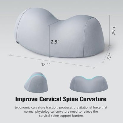 Small Neck Stretcher Pillow for Pain Relief, Soft Cervical Traction Device Neck Mild Support Pillow Memory Foam Cervical Neck Orthopedic Pillow for Tension Muscle Relax Relief (Grey)
