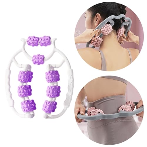 Massage Roller for Legs Foam Roll 15 Wheels Portable Exercise 360 ° Deep Tissue Massage Tool for Gym Physics, Violet - color: Violet