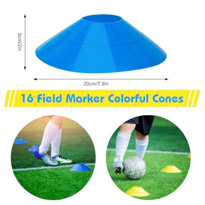 Soccer Speed Agility Training Set - 20FT Agility Ladder 12/16 Sports Cones and Soccer Kick Trainer Football Training Equipment Footwork Drills for Youth and Adults - color: Yellow, style: Agility Ladder+Cones
