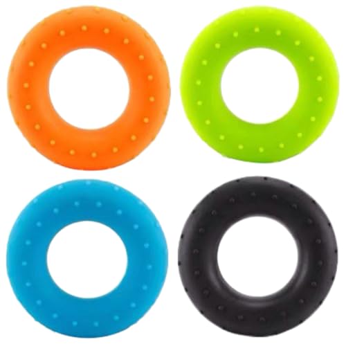 4pcs Silicone Finger Exercise Trainers Hand Grip Strengthener Rings with Massage Dots 30-60lb Resistance Set for Hand and Finger Strength Training at Home