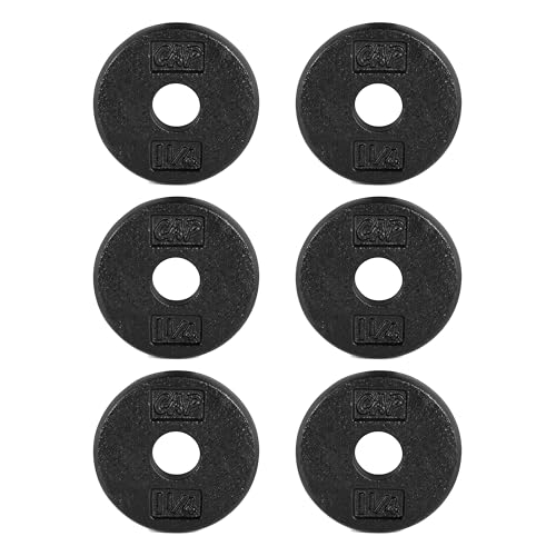 CAP Barbell Standard 1-Inch Cast Iron Weight Plates - Singles & Sets | 1.25-50 lbs | Multiple Options