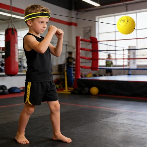 Reflex Ball Headband Multifunctional Fun Effective Reaction Training - color: Yellow ball
