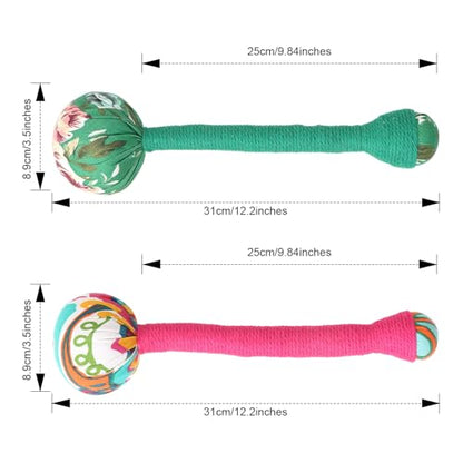 2PCS Long Wormwood Lymphatic Drainage Hammer, Manual Body Massage Hammer, Anti Slip Handheld Herbal Massage Hammer for Back Muscle Relaxation (Rose Red/Dark Green) - color: Rose Red+dark Green