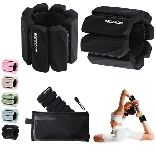 Ankle Weights Set of 2 (1 lb/2 lb Each) for Women Men Adjustable Wrist Bracelet for Home Gym Weighted Bangles Wristbands Leg Arm Weights for Walking Swimming Running Pilates Yoga Gym - color: Black, size: 2 Lb Pair (1 Lb Each)