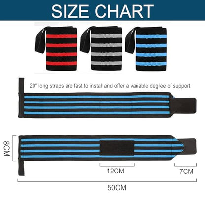 Wrist Wraps 18" Thumb Loop Straps for Powerlifting & Bench Press - color: Blue