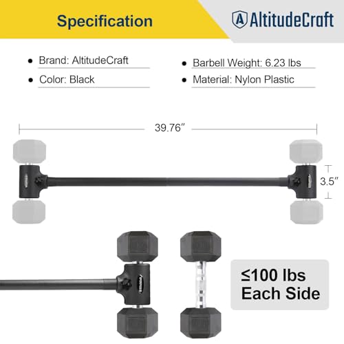 Dumbbell to Barbell Converter, Transform Dumbbells to Barbell Bar, Dumbbell Barbell Converter for Home Gym, Adjustable to 200 lb Capacity
