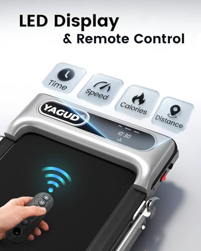 Yagud Walking Pad, Walking Pad Treadmill for Home Office, Portable Under Desk Treadmill with Remote Control and LED Display, Walking Jogging Running Machine