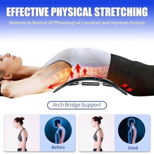 Back Stretcher, Back Stretcher for Lower Back Pain Relief, Spine Stretchers with Magnetic Massage, Adjustable Lumbar Support,Board for Waist & Back Cracking Device, Travel Accessories, Supports 220lbs