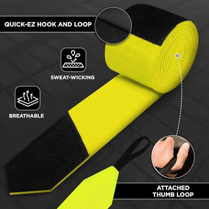 WYOX Gel Boxing Hand Wraps for Men Women – Elasticated Padded Long Wrist Straps Cotton & Nylon Blend for Muay Thai MMA, Kickboxing, BJJ Combat Sports Training