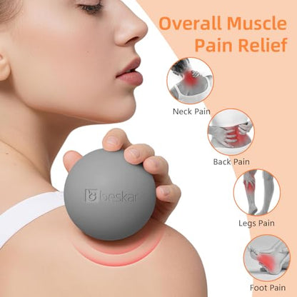 Massage Lacrosse Balls for Myofascial Release, Trigger Point Therapy and Yoga Therapy, Foot Massage Ball to Relieve Plantar Fasciitis Gray - color: Gray