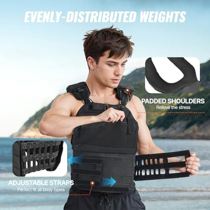 Happybuy Weighted Vest, 40lb Weight Vest, Adjustable Body Weight Jacket, Workout Equipment, for Strength and Endurance Training, Running, Jogging, Walking, Fitness, Weight Loss