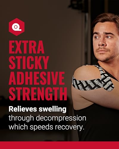 RockTape Extra Sticky Kinesiology Tape - Athletic Tape for Muscle Pain Relief, Injury Recovery - Microscopic Skin Lifting & Decompression - Sweat & Water Resistant - color: Logo Black, style: EXTRA STICKY