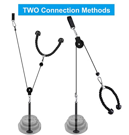 LFJ LAT Pull Down and Lift Weight Pulley System Cable Machine Pulley Attachment for Triceps Pull Down, Biceps Curl, Back, Forearm, Shoulder Home Gym Equipment - style: Triceps Rope Set