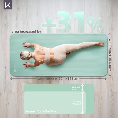 KEEP Extra Thick NBR Yoga Mat for Women & Men, 10mm Thick, 72”x32” Large Exercise Mat with Non-Slip Workout Mat for Yoga, Pilates, Stretching, Meditation – Wide & Cushioned Fitness Mat