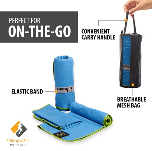 Quick Dry Towel - 3 Size Pack of Lightweight Microfiber Travel Towels w/Bag - Fast Drying Towel Set for Camping, Beach, Gym, Backpacking, Sports, Yoga & Swim Use