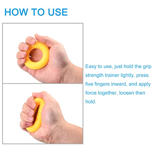 uxcell Hand Grip Strengthener, 2.76" 20 Lbs Silicone Rings Fingers Forearms Exercise Grip Trainer for Rock Climbing Athletes Workout, Yellow