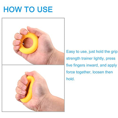 uxcell Hand Grip Strengthener, 2.76" 20 Lbs Silicone Rings Fingers Forearms Exercise Grip Trainer for Rock Climbing Athletes Workout, Yellow
