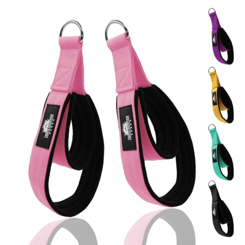 Thick Long Pilates Straps Double Loop D-Ring Non-Slip for Reformer - color: pink, size: L