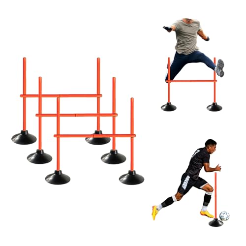 TNZMART 3.3 FT Agility Poles Adjustable Hurdles for Soccer Football Speed Training Equipment Track and Field - color: Orange, style: 3 groups