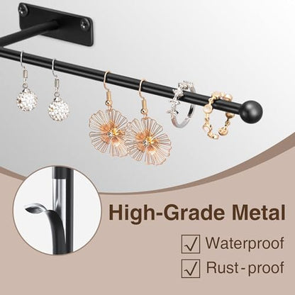Wall Hanging Jewelry Organizer 12.6", Screw Included, Black 2-Pack - color: Black, size: 2 Pack
