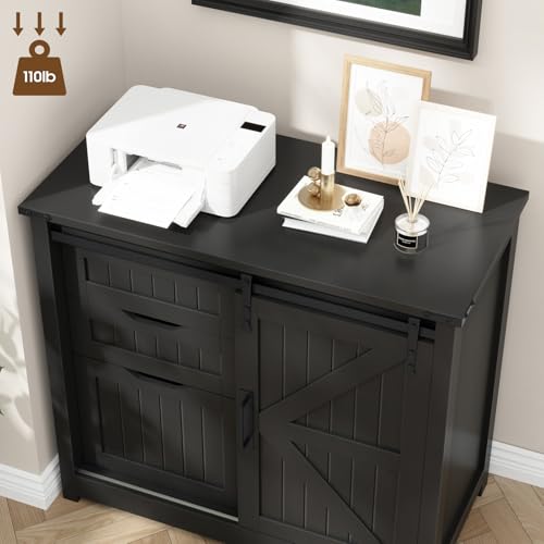 Vabches Lateral Filing Cabinets with Adjustable Shelf, Black - color: Pure Black, size: 3 Drawers