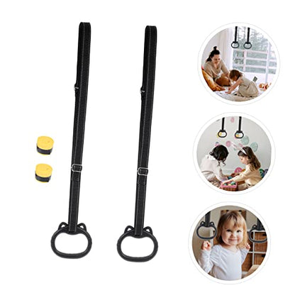Fitness Gym Rings Set for Children Indoor Training Stretching Pull-Up Rings Straps Adjustable Weight Lifting Exercise Equipment for Home Use